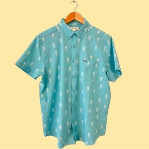 Vintage Summer Men's  Pineapple Seersucker Short Sleeve Shirt